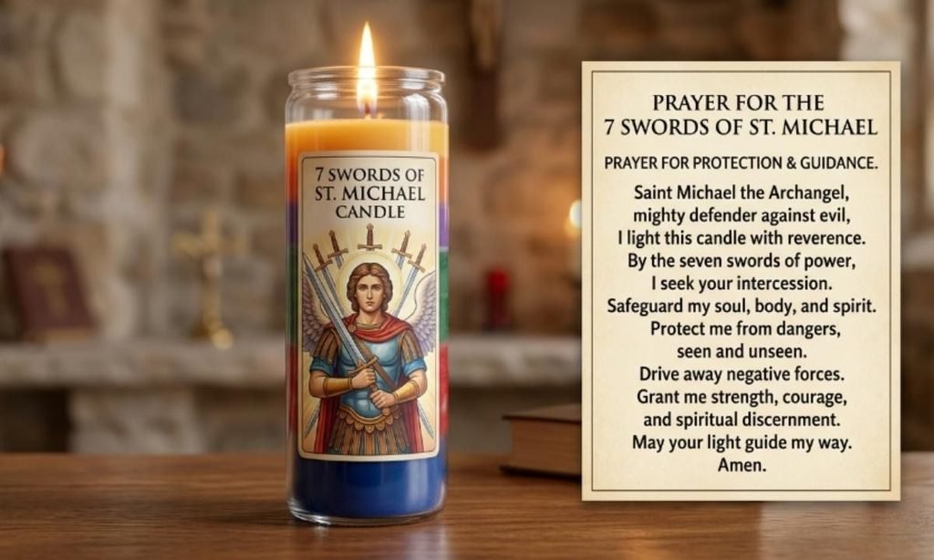What is the prayer for the 7 swords of St. Michael candle